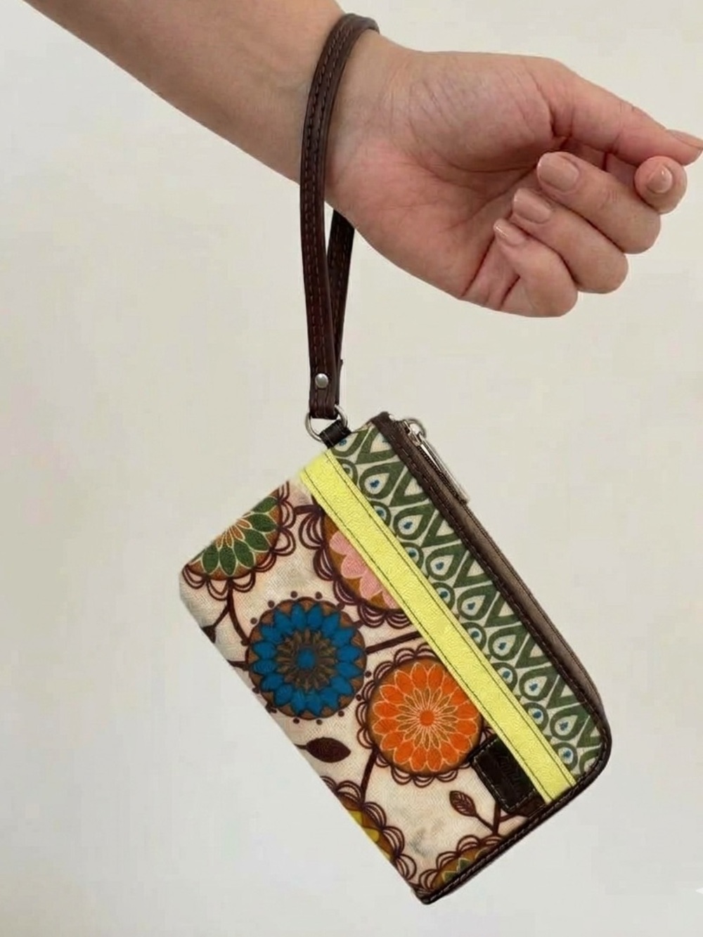 Boho Floral Pattern Multicolor Wristlet Wallet by Fossil
